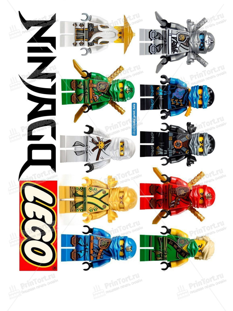 Сахарная и вафельная Картинка для торта «Лего Ниндзяго» — PT100138 | Пищевая печать на торте, сахарной, вафельной бумаге -> PrinTort.ru