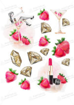 Сахарная и вафельная Картинка для торта «Девушка с клубникой» — PT100318 | Пищевая печать на торте, сахарной, вафельной бумаге -> PrinTort.ru