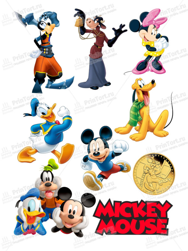 Сахарная и вафельная Картинка для торта «Микки Маус (Mickey mouse)» — PT100469 | Пищевая печать на торте, сахарной, вафельной бумаге -> PrinTort.ru
