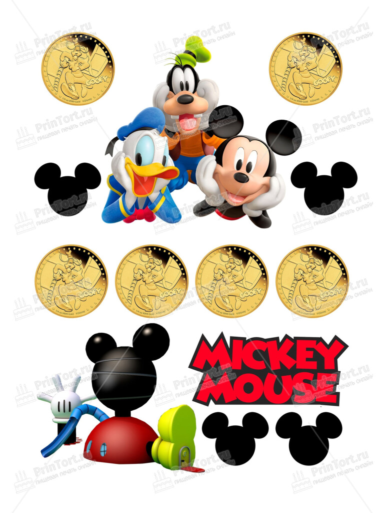 Сахарная и вафельная Картинка для торта «Микки Маус (Mickey mouse)» — PT100471 | Пищевая печать на торте, сахарной, вафельной бумаге -> PrinTort.ru