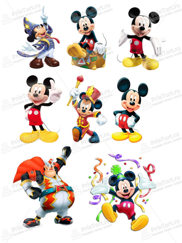 Сахарная и вафельная Картинка для торта «Микки Маус (Mickey mouse)» — PT100473 | Пищевая печать на торте, сахарной, вафельной бумаге -> PrinTort.ru