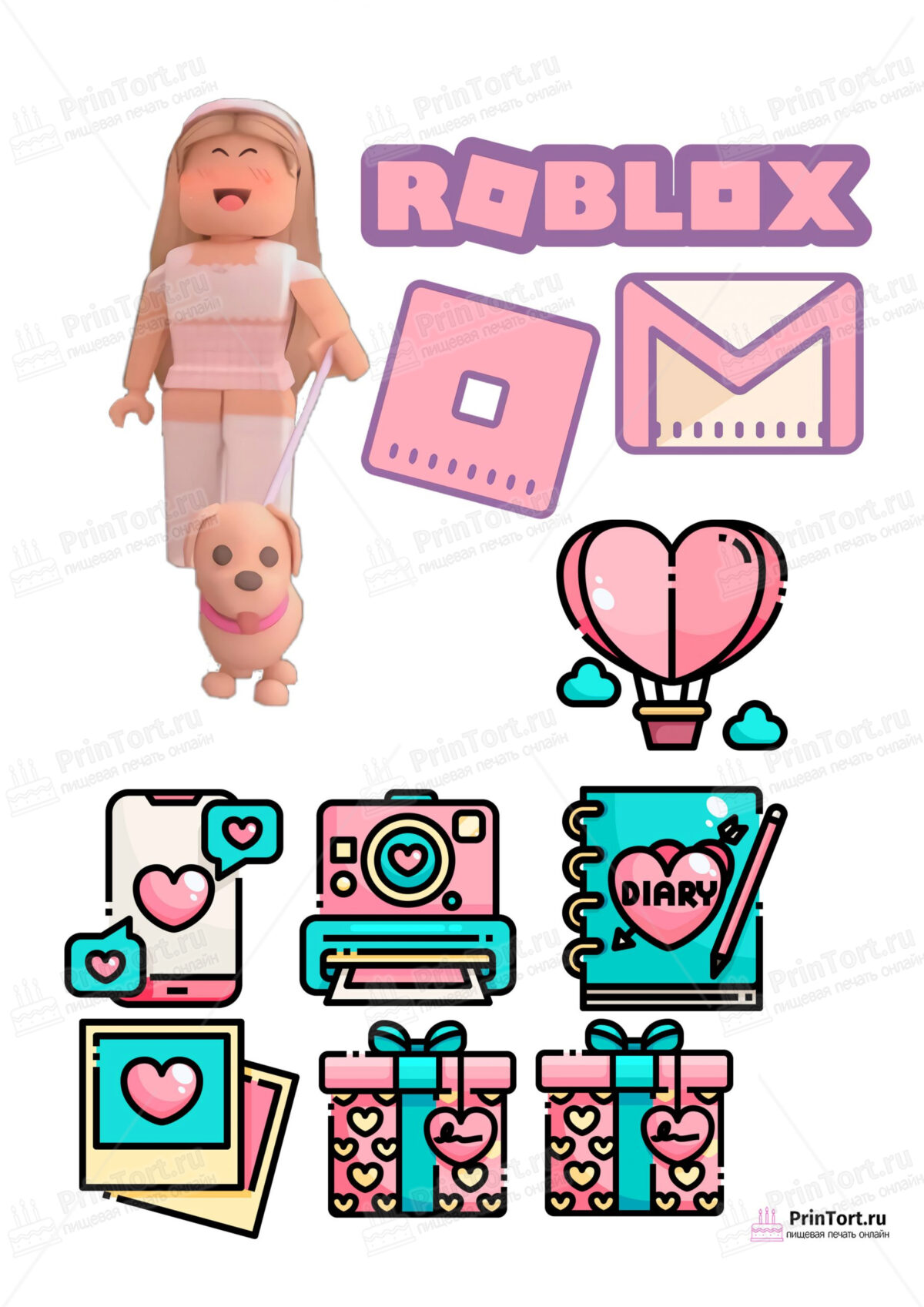 Сахарная и вафельная Картинка для торта»Roblox (Роблокс)» — PT100745 | Пищевая печать на торте, сахарной, вафельной бумаге -> PrinTort.ru