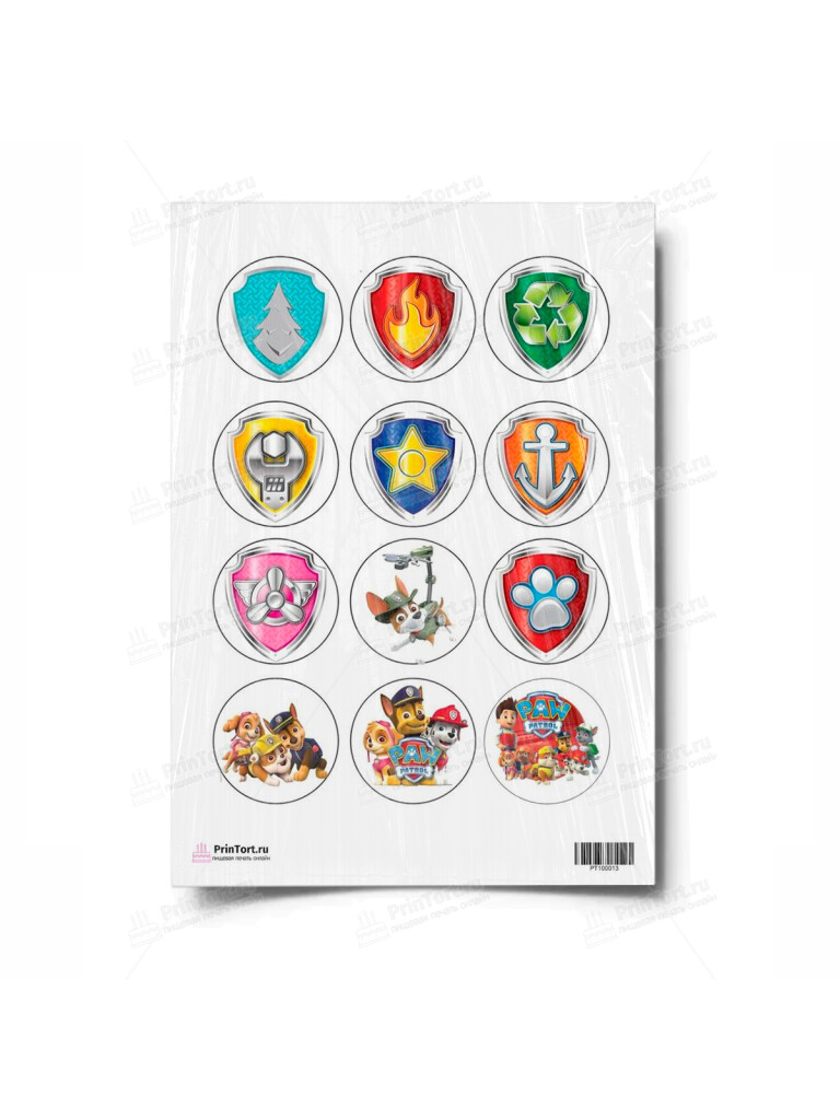 Сахарная и вафельная Картинка для торта «Щенячий патруль» — PT100013 | Пищевая печать на торте, сахарной, вафельной бумаге -> PrinTort.ru