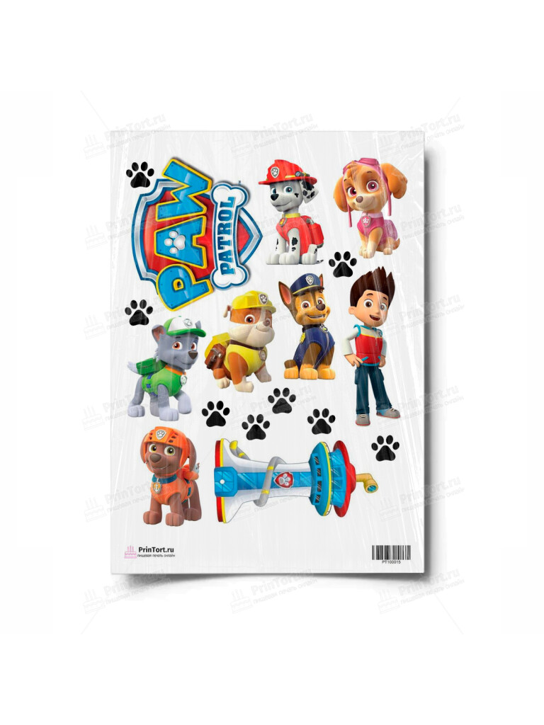 Сахарная и вафельная Картинка для торта «Щенячий патруль» — PT100015 | Пищевая печать на торте, сахарной, вафельной бумаге -> PrinTort.ru