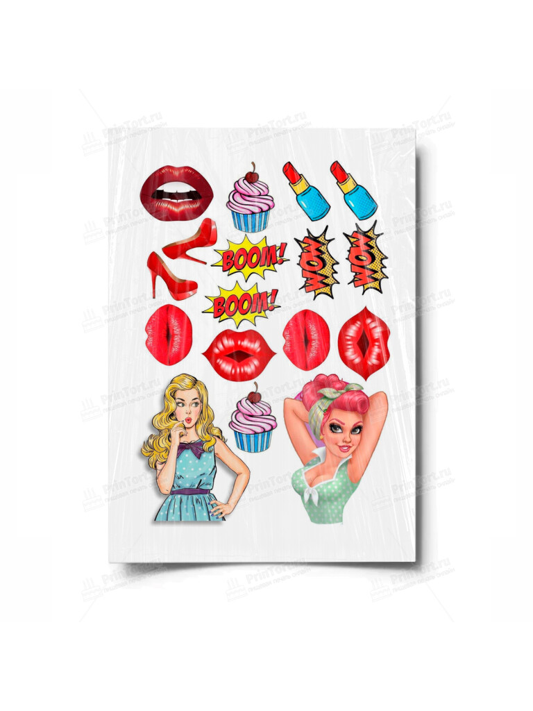 Сахарная и вафельная Картинка для торта «Поп Арт Девушка» — PT100053 | Пищевая печать на торте, сахарной, вафельной бумаге -> PrinTort.ru