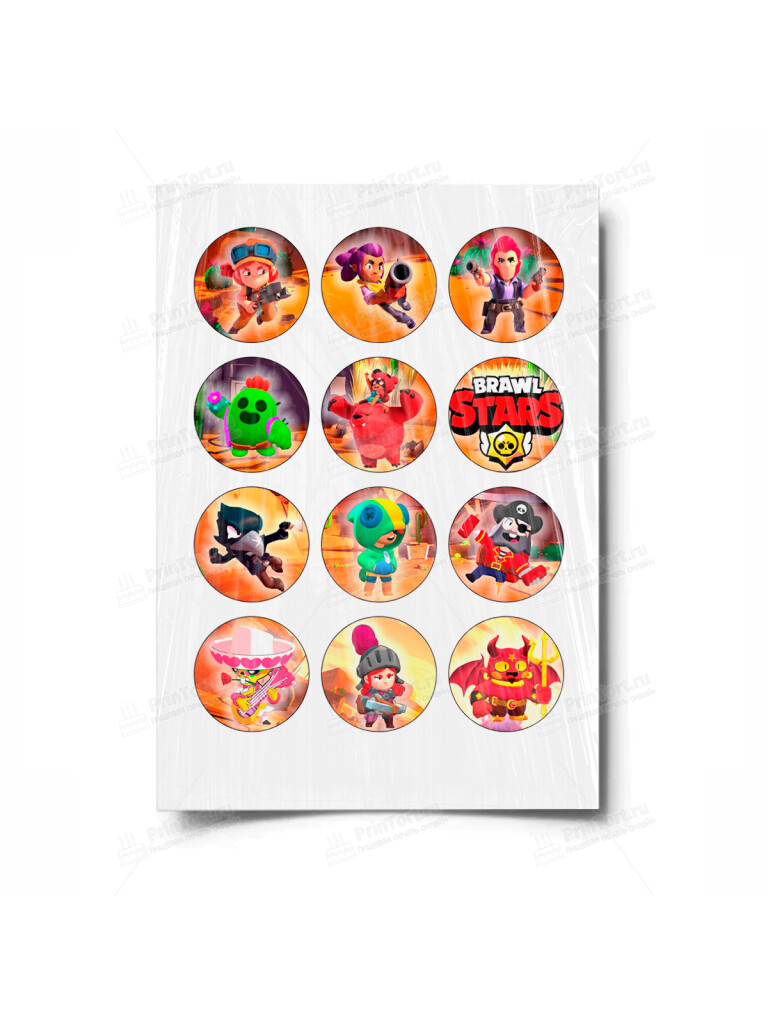 Сахарная и вафельная Картинка для торта «Brawl stars» — PT100095 | Пищевая печать на торте, сахарной, вафельной бумаге -> PrinTort.ru