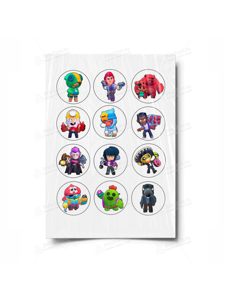 Сахарная и вафельная Картинка для торта «Brawl stars» — PT100096 | Пищевая печать на торте, сахарной, вафельной бумаге -> PrinTort.ru