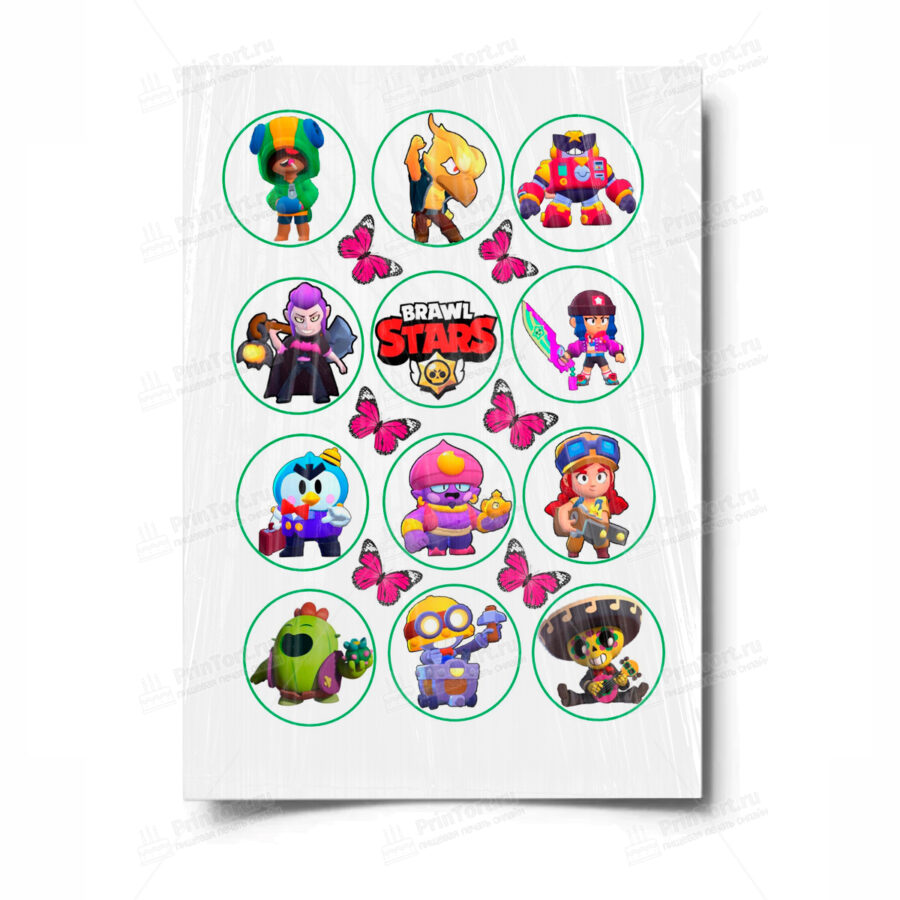 Сахарная и вафельная Картинка для торта «Brawl stars» — PT100097 | Пищевая печать на торте, сахарной, вафельной бумаге -> PrinTort.ru