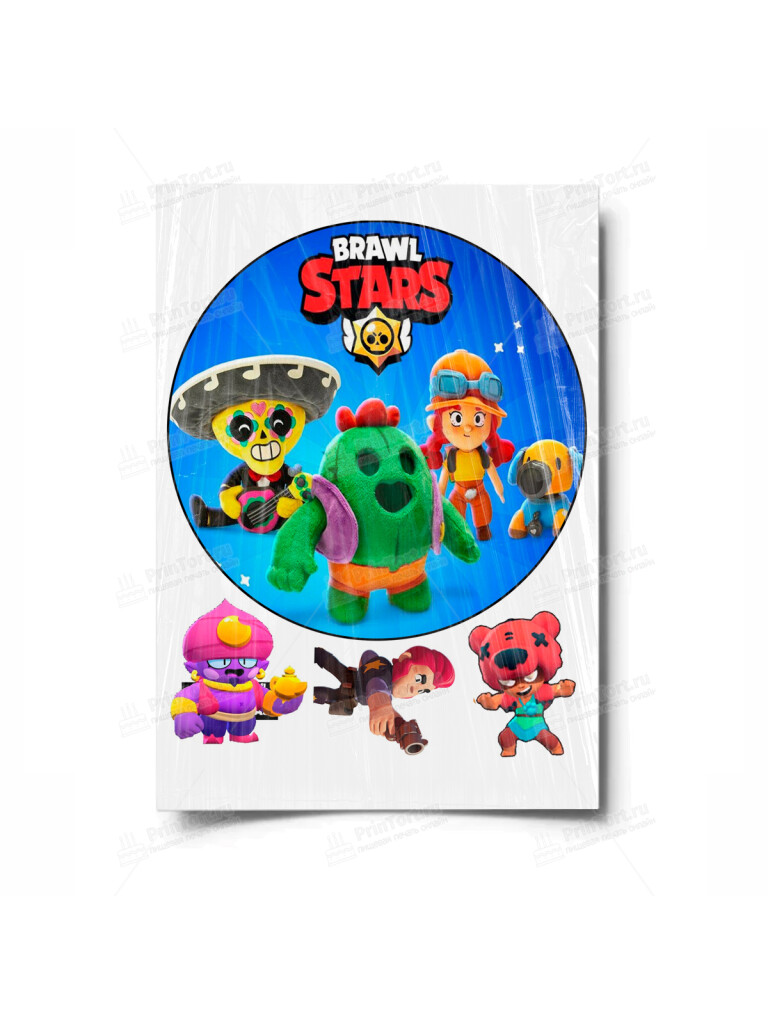 Сахарная и вафельная Картинка для торта «Brawl stars» — PT100098 | Пищевая печать на торте, сахарной, вафельной бумаге -> PrinTort.ru
