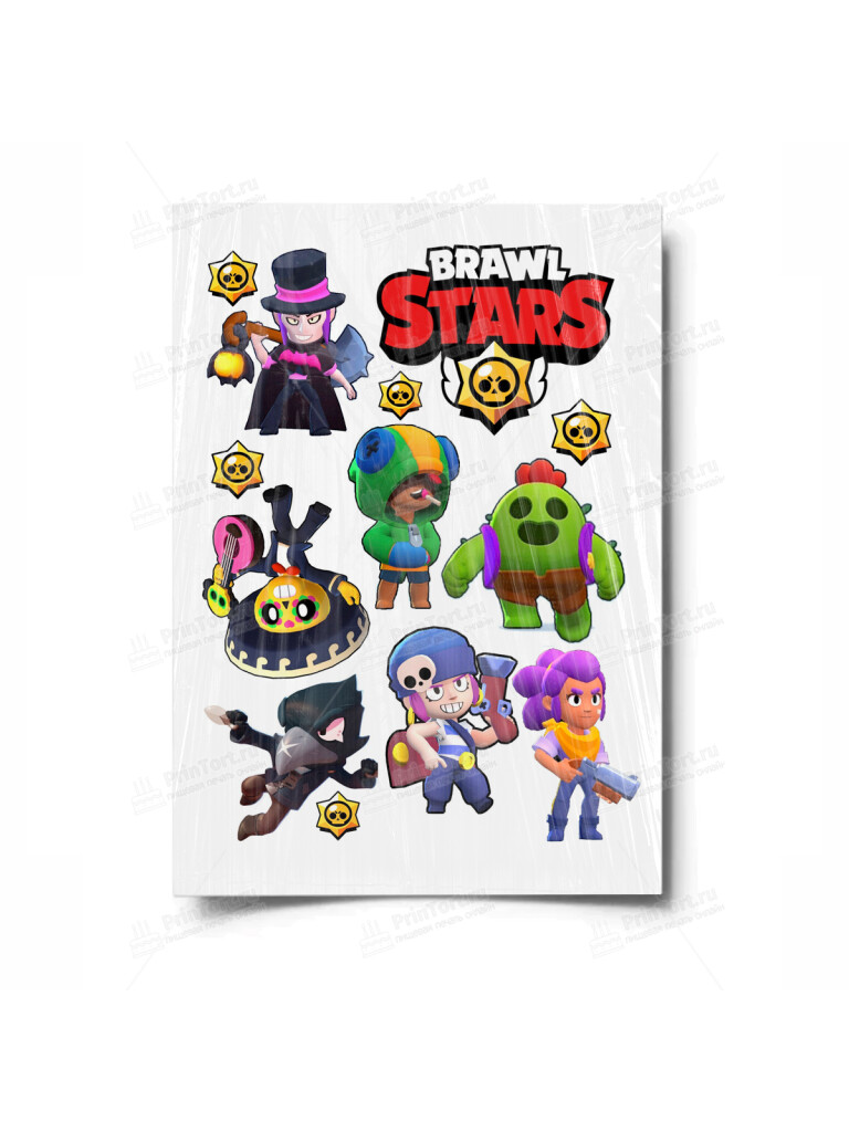 Сахарная и вафельная Картинка для торта «Brawl stars» — PT100102 | Пищевая печать на торте, сахарной, вафельной бумаге -> PrinTort.ru