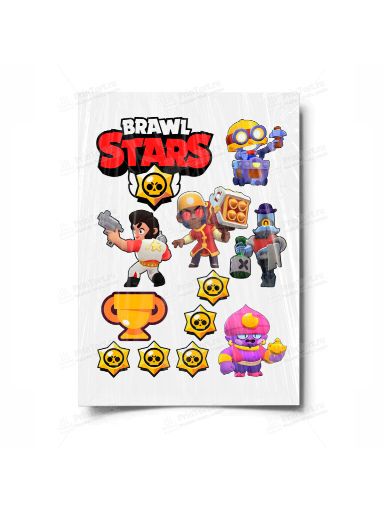 Сахарная и вафельная Картинка для торта «Brawl stars» — PT100104 | Пищевая печать на торте, сахарной, вафельной бумаге -> PrinTort.ru