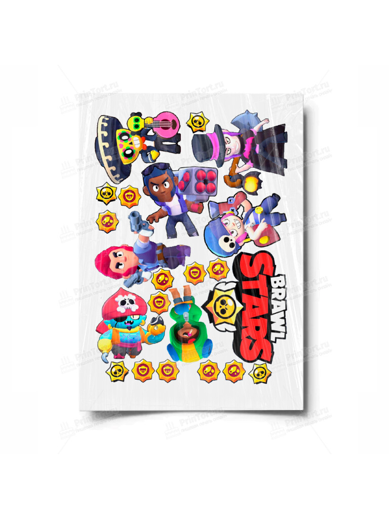 Сахарная и вафельная Картинка для торта «Brawl stars» — PT100106 | Пищевая печать на торте, сахарной, вафельной бумаге -> PrinTort.ru