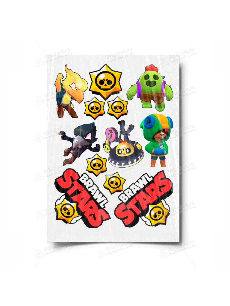 Сахарная и вафельная Картинка для торта «Brawl stars» — PT100107 | Пищевая печать на торте, сахарной, вафельной бумаге -> PrinTort.ru