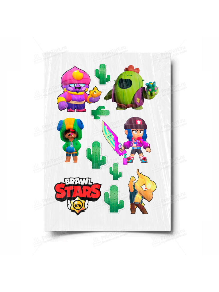 Сахарная и вафельная Картинка для торта «Brawl stars» — PT100108 | Пищевая печать на торте, сахарной, вафельной бумаге -> PrinTort.ru