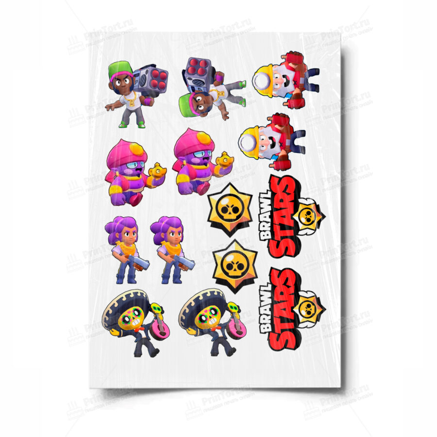 Сахарная и вафельная Картинка для торта «Brawl stars» — PT100109 | Пищевая печать на торте, сахарной, вафельной бумаге -> PrinTort.ru