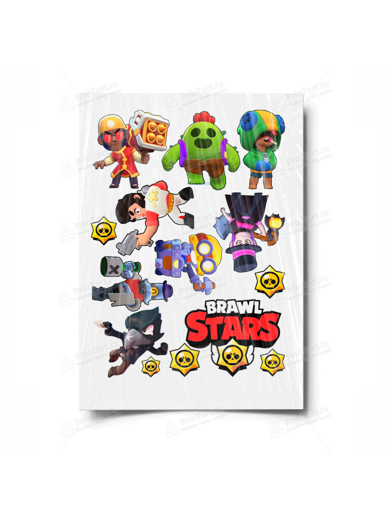 Сахарная и вафельная Картинка для торта «Brawl stars» — PT100110 | Пищевая печать на торте, сахарной, вафельной бумаге -> PrinTort.ru