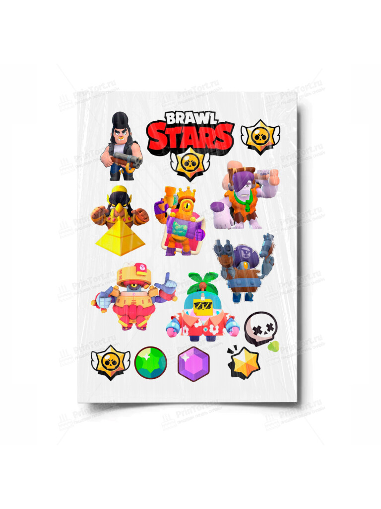 Сахарная и вафельная Картинка для торта «Brawl stars» — PT100112 | Пищевая печать на торте, сахарной, вафельной бумаге -> PrinTort.ru