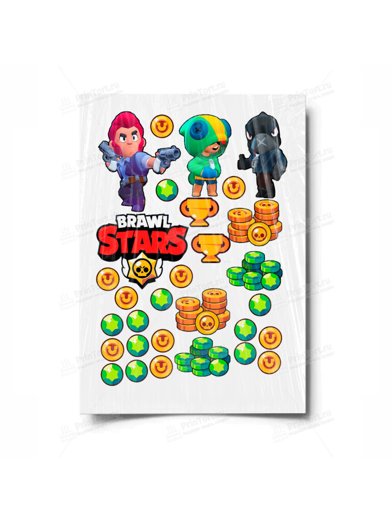 Сахарная и вафельная Картинка для торта «Brawl stars» — PT100114 | Пищевая печать на торте, сахарной, вафельной бумаге -> PrinTort.ru