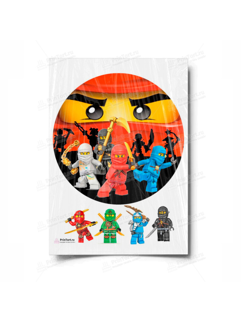 Сахарная и вафельная Картинка для торта «Лего Ниндзяго» — PT100130 | Пищевая печать на торте, сахарной, вафельной бумаге -> PrinTort.ru