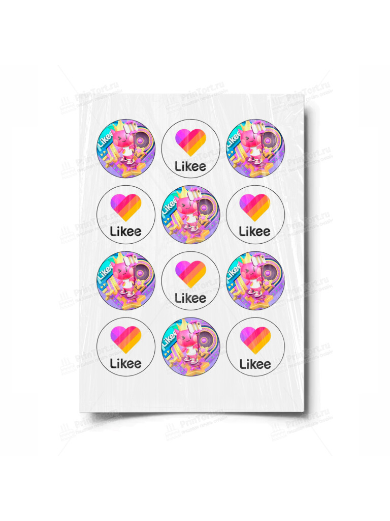 Сахарная и вафельная Картинка для торта «Likee (Лайки)» — PT100181 | Пищевая печать на торте, сахарной, вафельной бумаге -> PrinTort.ru