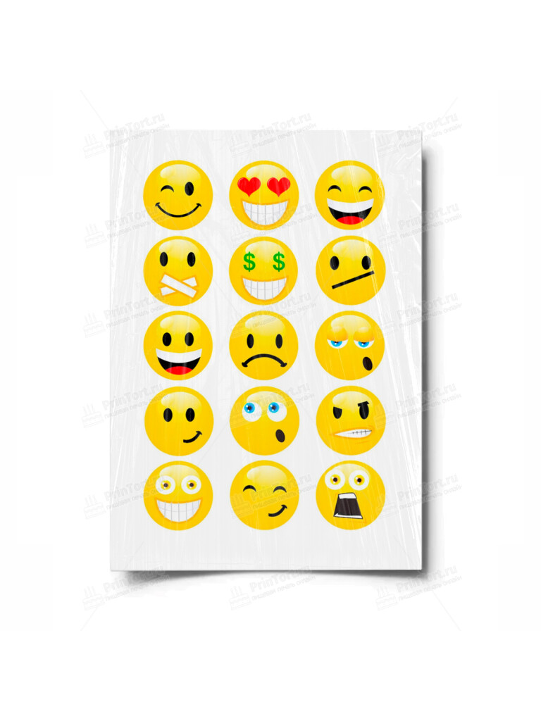 Сахарная, вафельная Картинка для торта «Смайлики» — PT100184 | Пищевая печать на торте, сахарной, вафельной бумаге -> PrinTort.ru Сахарная и вафельная Картинка для торта «Смайлики» — PT100184 | Пищевая печать на торте, сахарной, вафельной бумаге -> PrinTort.ru