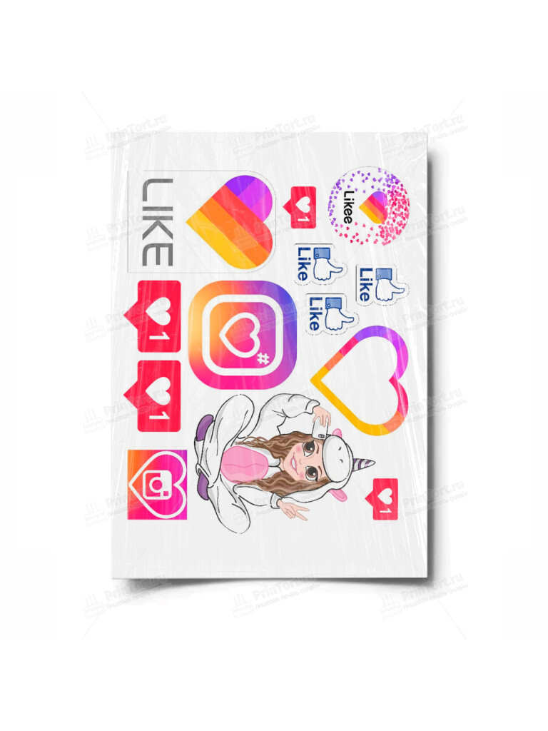 Сахарная, вафельная Картинка для торта «Likee (Лайки)» — PT100198 | Пищевая печать на торте, сахарной, вафельной бумаге -> PrinTort.ru Сахарная и вафельная Картинка для торта «Likee (Лайки)» — PT100198 | Пищевая печать на торте, сахарной, вафельной бумаге -> PrinTort.ru