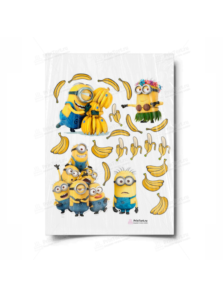 Сахарная и вафельная Картинка для торта «Миньоны» — PT100264 | Пищевая печать на торте, сахарной, вафельной бумаге -> PrinTort.ru