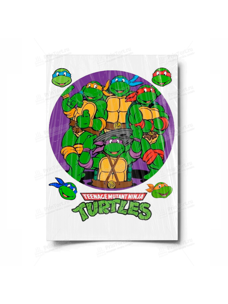 Сахарная и вафельная Картинка для торта «Черепашки Ниндзя» — PT100287 | Пищевая печать на торте, сахарной, вафельной бумаге -> PrinTort.ru