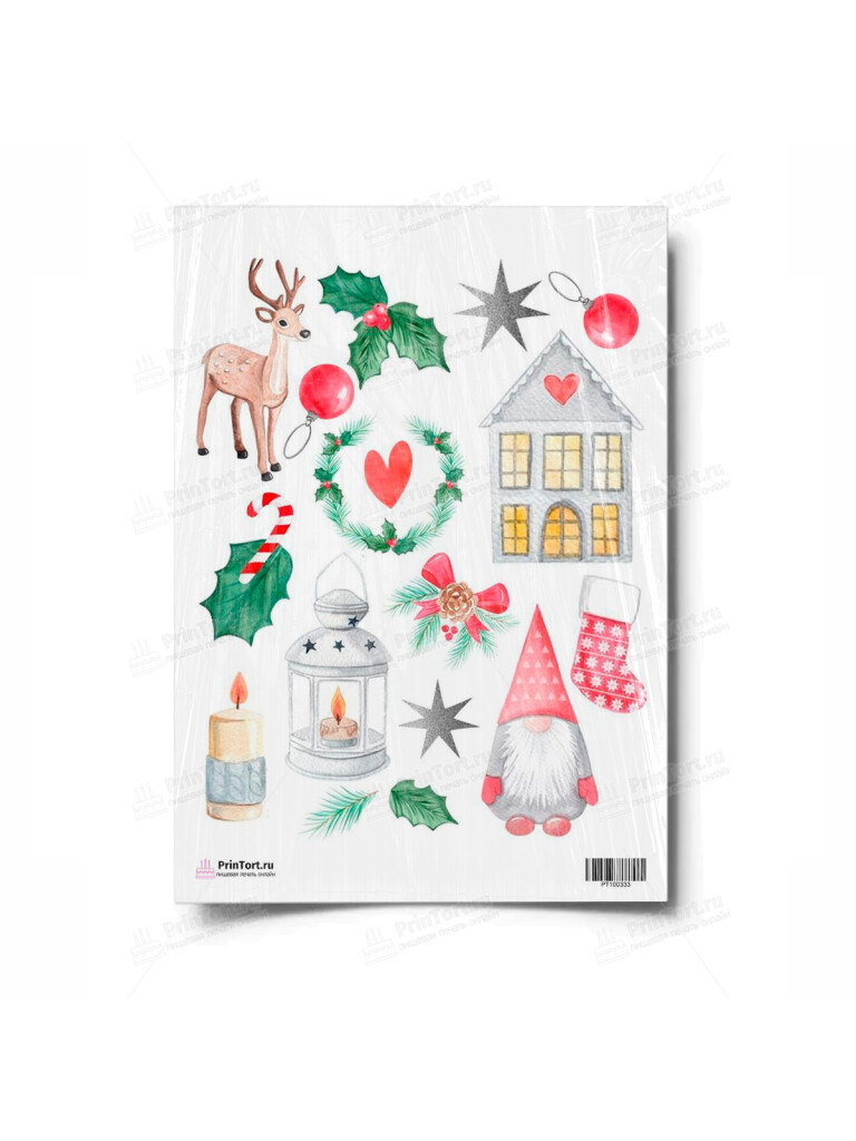 Сахарная и вафельная Картинка для торта «Новый год» — PT100333 | Пищевая печать на торте, сахарной, вафельной бумаге -> PrinTort.ru