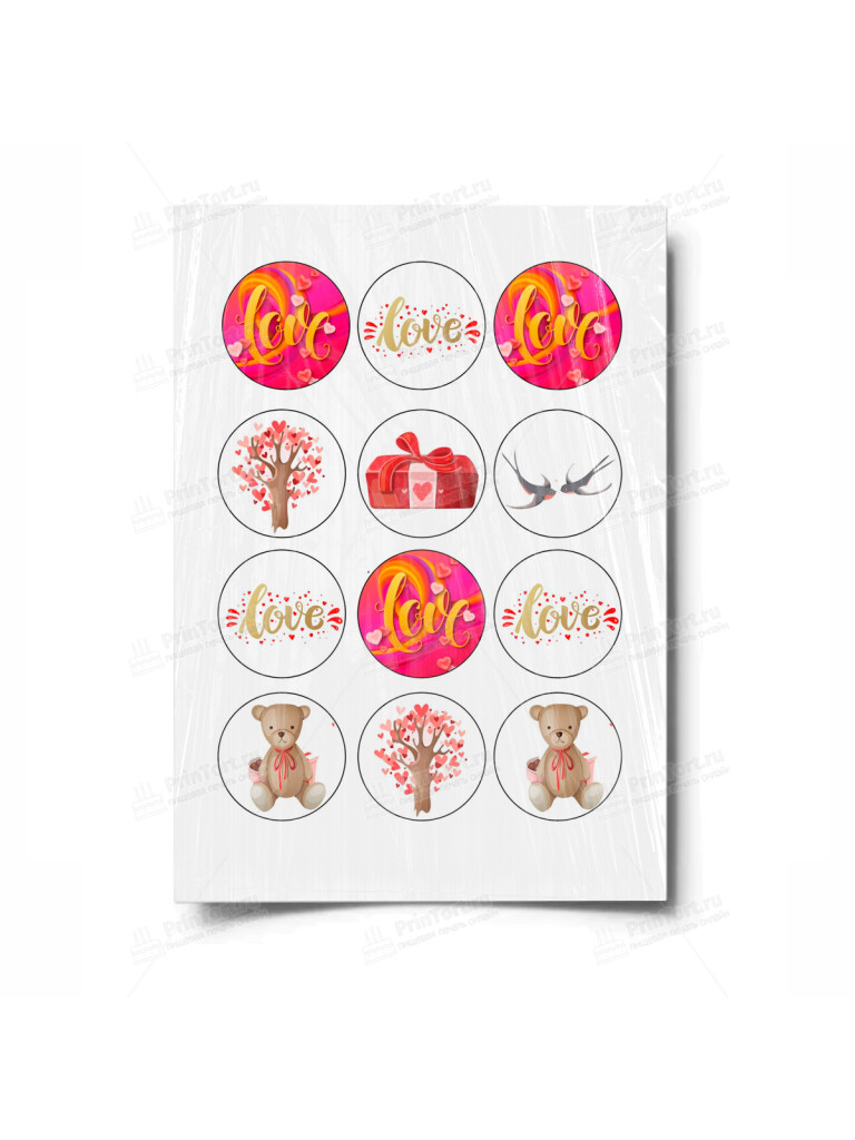 Сахарная и вафельная Картинка для торта «Любовь» — PT100372 | Пищевая печать на торте, сахарной, вафельной бумаге -> PrinTort.ru