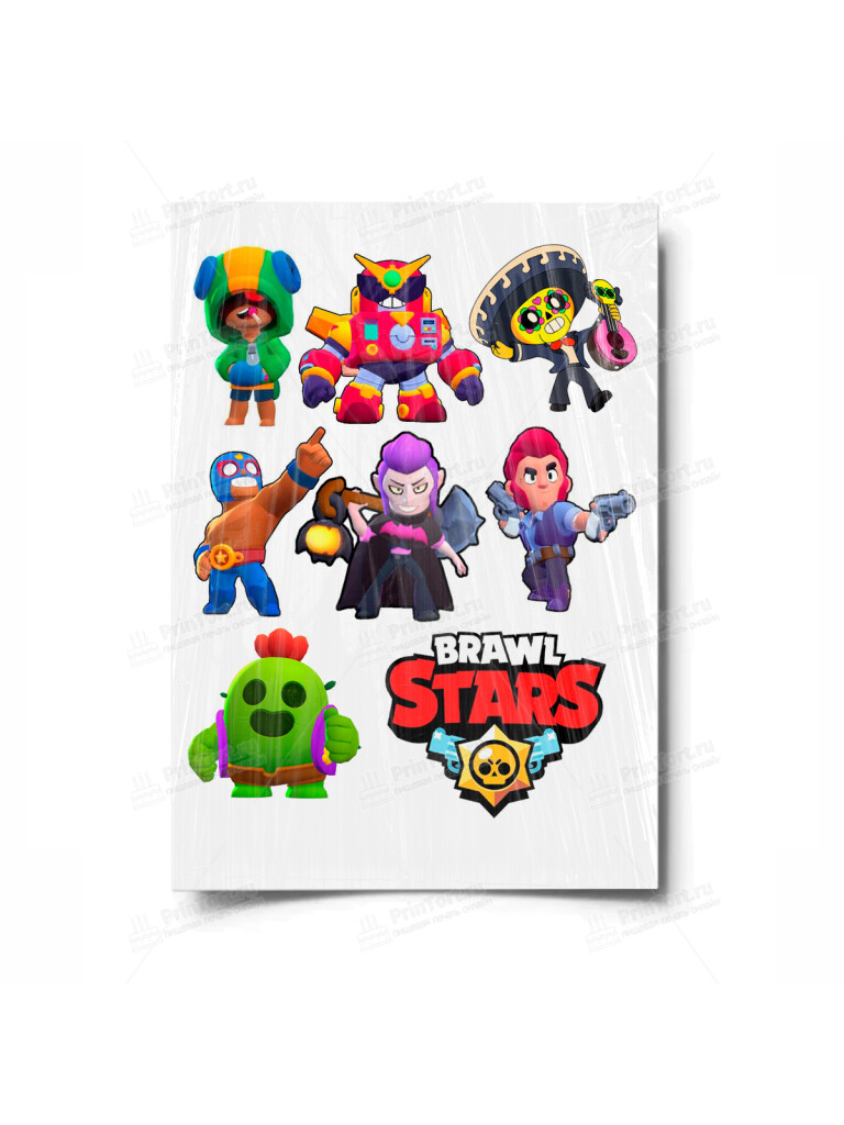 Сахарная и вафельная Картинка для торта «Brawl Stars (Бравл Старс)» — PT100464 | Пищевая печать на торте, сахарной, вафельной бумаге -> PrinTort.ru