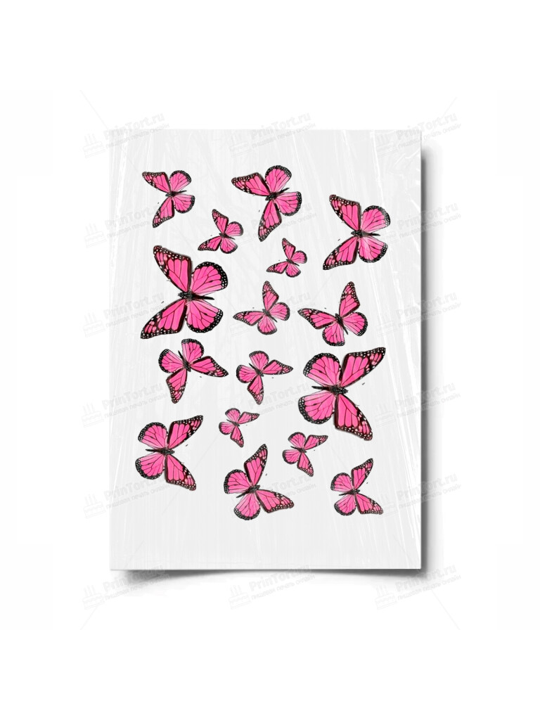 Сахарная и вафельная Картинка для торта «Бабочки» — PT100491 | Пищевая печать на торте, сахарной, вафельной бумаге -> PrinTort.ru