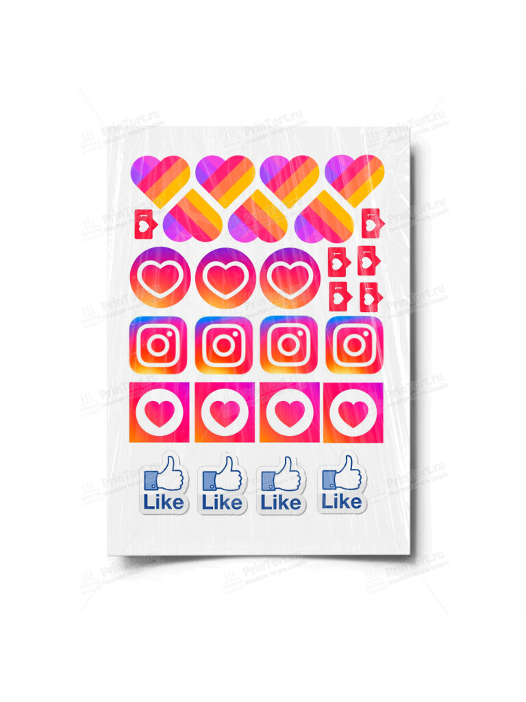 Сахарная и вафельная Картинка для торта «Лайк» — PT100503 | Пищевая печать на торте, сахарной, вафельной бумаге -> PrinTort.ru