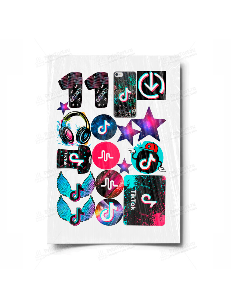 Сахарная и вафельная Картинка для торта «Тик Ток» — PT100504 | Пищевая печать на торте, сахарной, вафельной бумаге -> PrinTort.ru