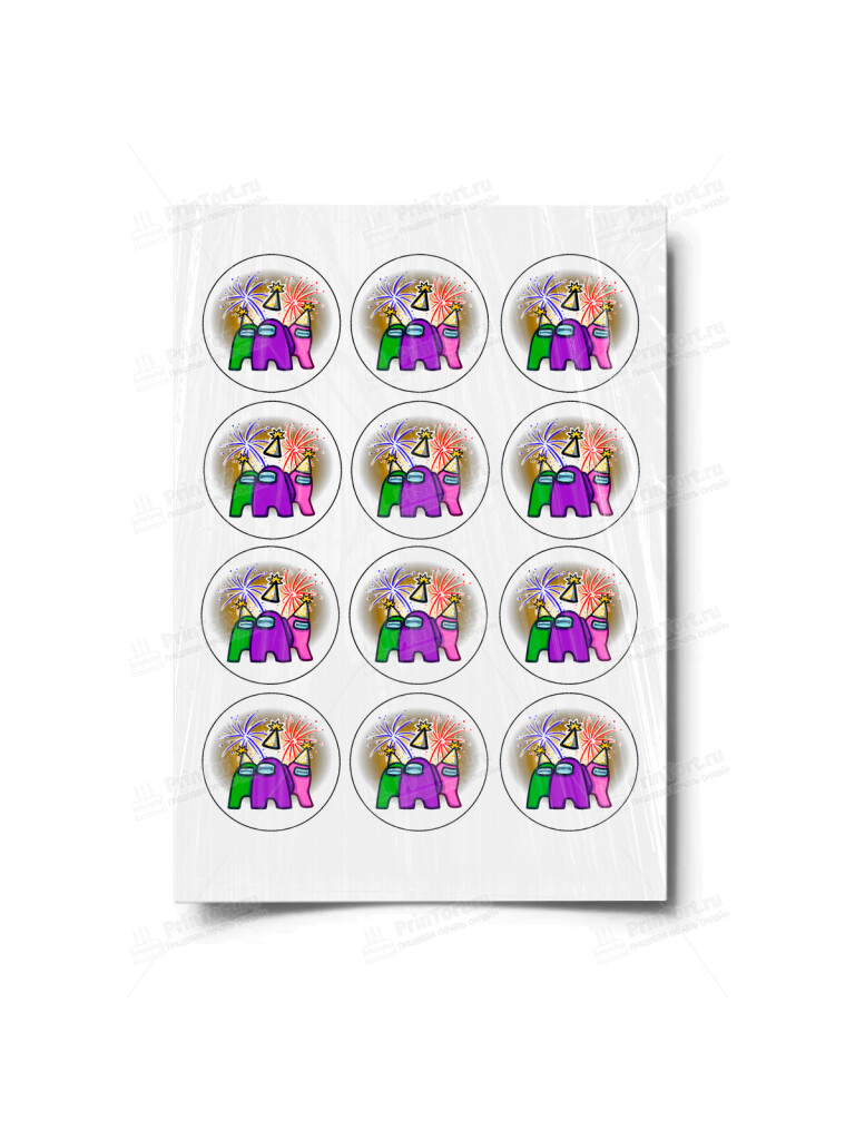 Сахарная и вафельная Картинка для торта «Амонг Ас» (Among Us)- PT100518 | Пищевая печать на торте, сахарной, вафельной бумаге -> PrinTort.ru