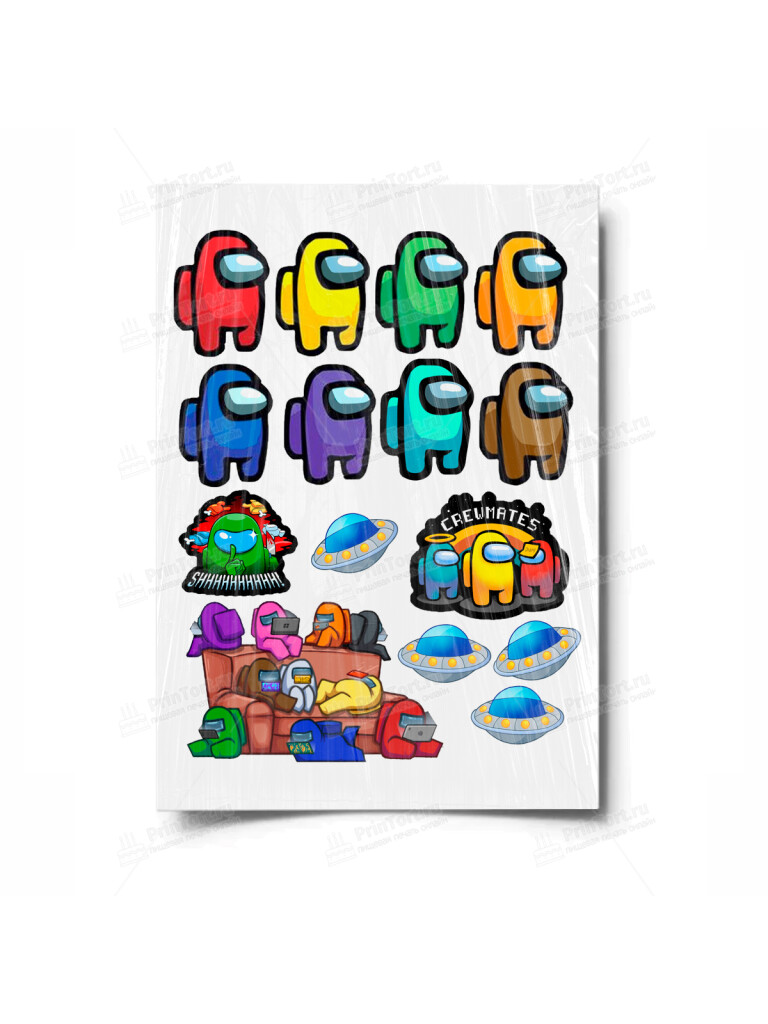 Сахарная и вафельная Картинка для торта «Амонг Ас» (Among Us)- PT100519 | Пищевая печать на торте, сахарной, вафельной бумаге -> PrinTort.ru