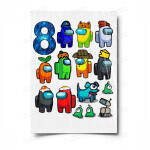 Сахарная и вафельная Картинка для торта «Амонг Ас» (Among Us)- PT100520 | Пищевая печать на торте, сахарной, вафельной бумаге -> PrinTort.ru