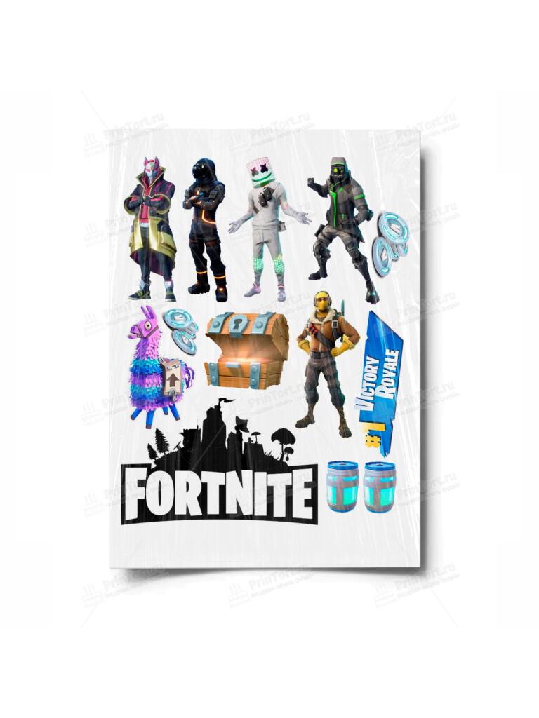 Сахарная и вафельная Картинка для торта «Фортнайт» (Fortnite)- PT100528 | Пищевая печать на торте, сахарной, вафельной бумаге -> PrinTort.ru