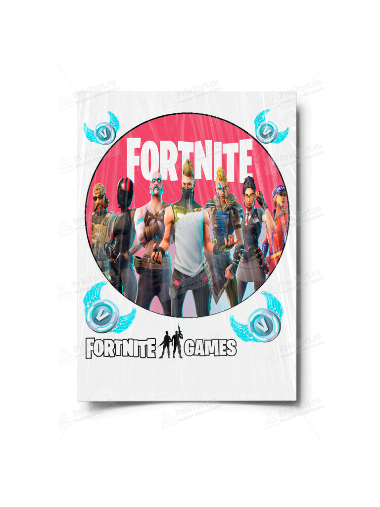 Сахарная и вафельная Картинка для торта «Фортнайт» (Fortnite)- PT100529 | Пищевая печать на торте, сахарной, вафельной бумаге -> PrinTort.ru