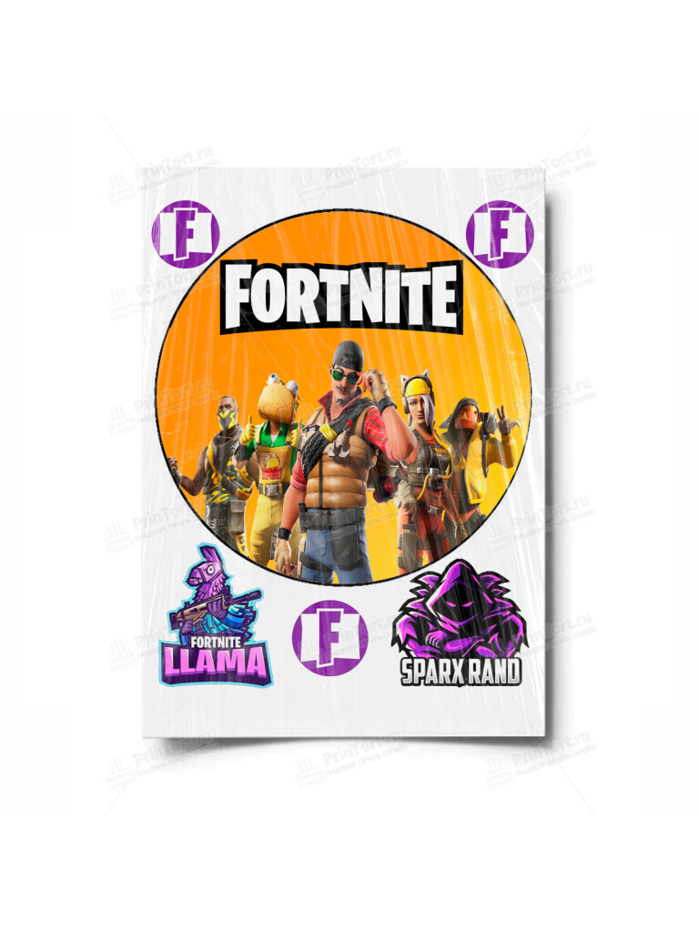 Сахарная и вафельная Картинка для торта «Фортнайт» (Fortnite)- PT100532 | Пищевая печать на торте, сахарной, вафельной бумаге -> PrinTort.ru
