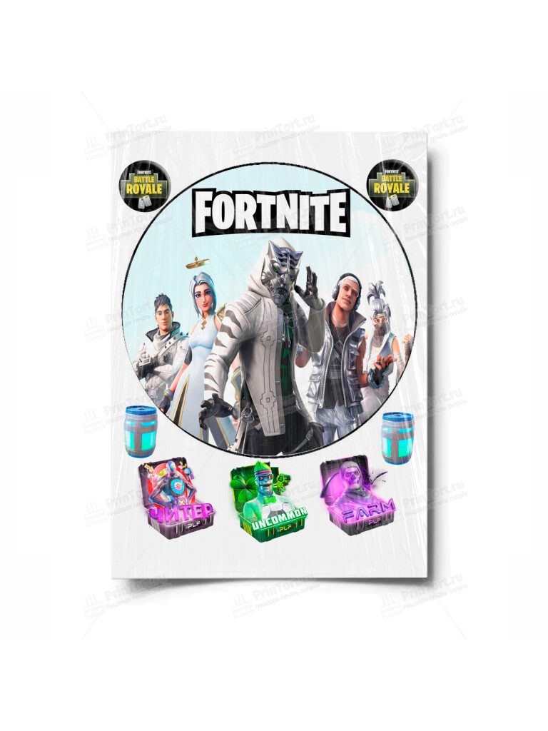 Сахарная и вафельная Картинка для торта «Фортнайт» (Fortnite)- PT100534 | Пищевая печать на торте, сахарной, вафельной бумаге -> PrinTort.ru