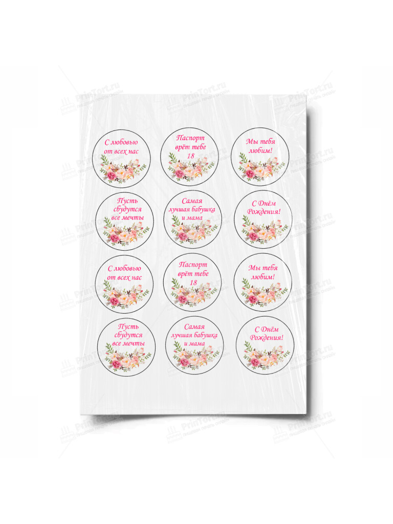 Сахарная и вафельная Картинка для торта «День Рождения» — PT100548 | Пищевая печать на торте, сахарной, вафельной бумаге -> PrinTort.ru