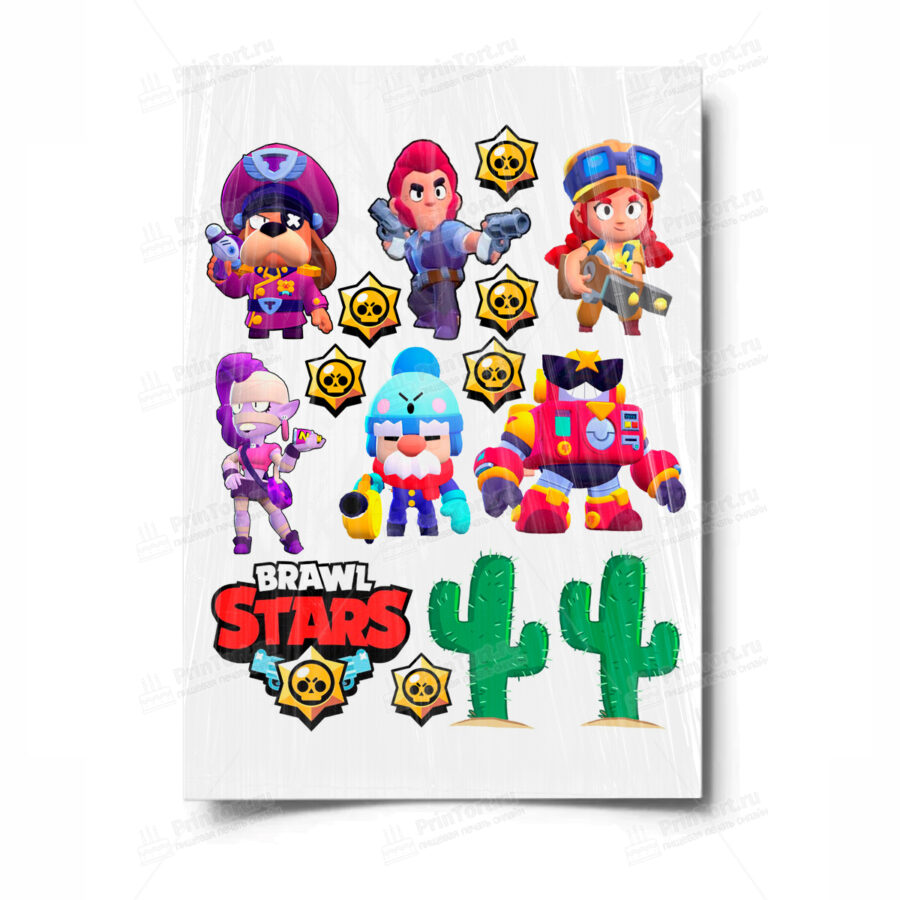 Сахарная и вафельная Картинка для торта «Brawl Stars (Бравл Старс)» — PT100589 | Пищевая печать на торте, сахарной, вафельной бумаге -> PrinTort.ru