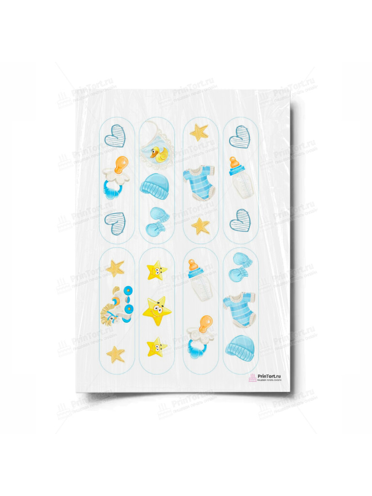 Сахарная и вафельная Картинка для эклеров «Новорожденный» — PT100689 | Пищевая печать на торте, сахарной, вафельной бумаге -> PrinTort.ru