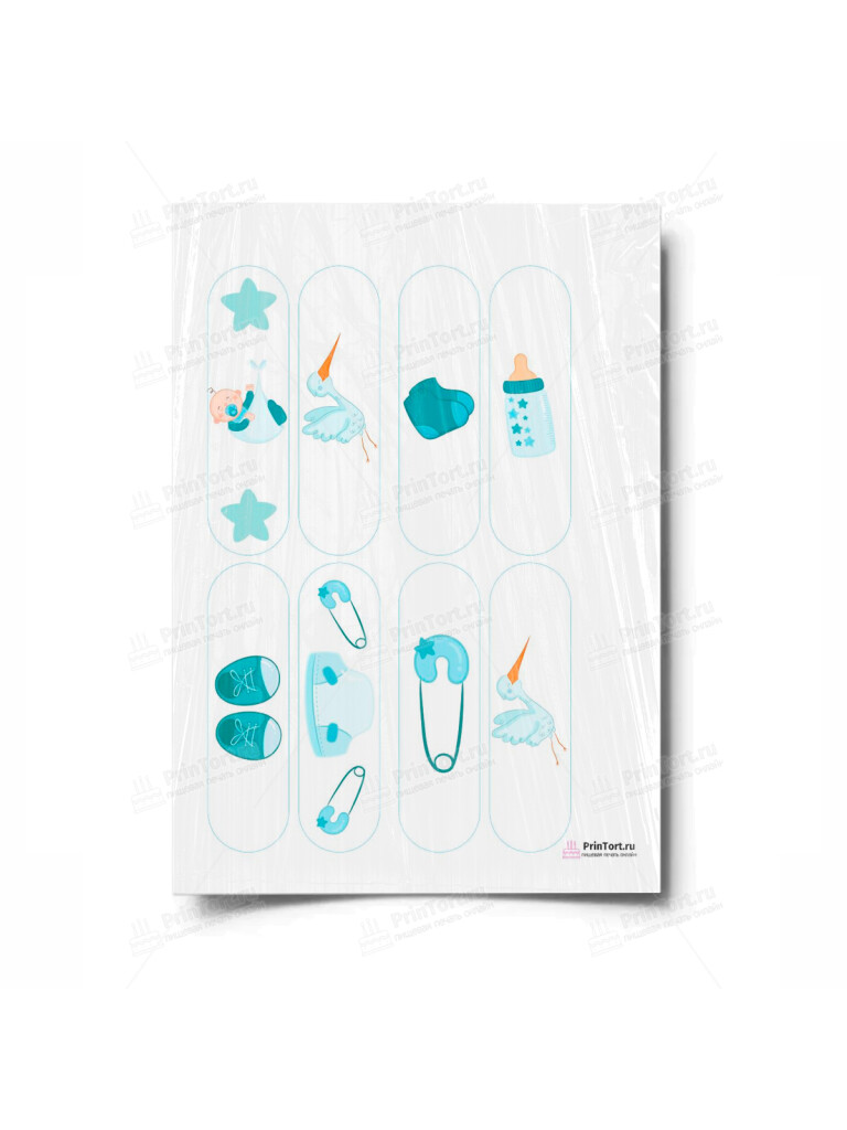 Сахарная и вафельная Картинка для эклеров «Новорожденный» — PT100693 | Пищевая печать на торте, сахарной, вафельной бумаге -> PrinTort.ru