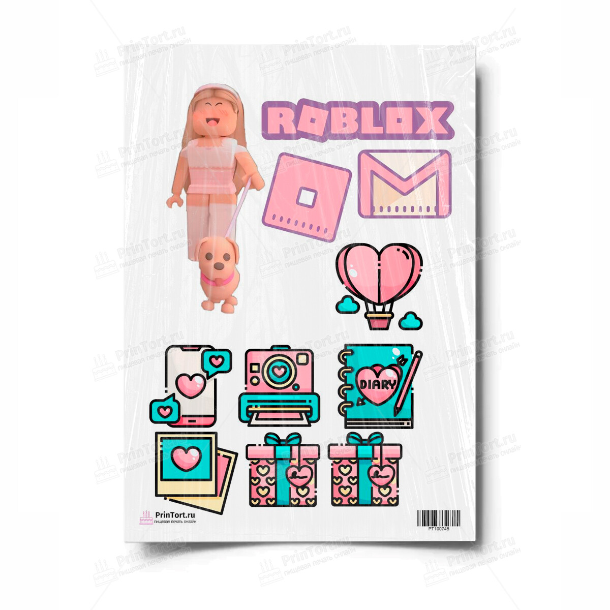 Сахарная и вафельная Картинка для торта»Roblox (Роблокс)» — PT100745 | Пищевая печать на торте, сахарной, вафельной бумаге -> PrinTort.ru