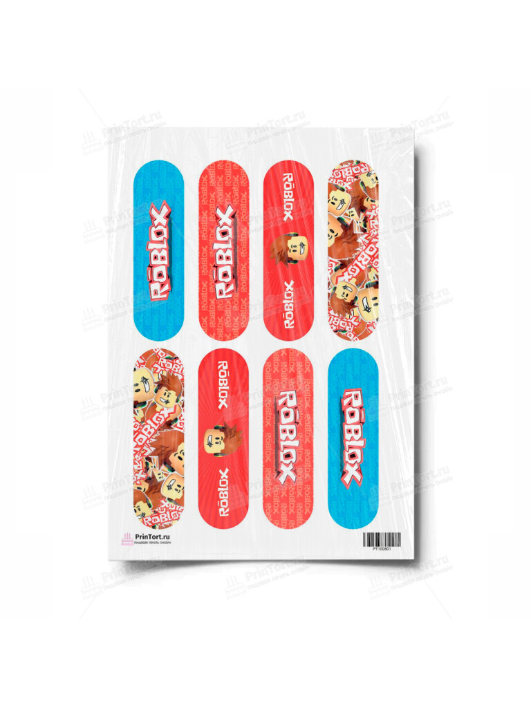 Сахарная и вафельная Картинка для эклеров «Roblox (Роблокс)» — PT100801 | Пищевая печать на торте, сахарной, вафельной бумаге -> PrinTort.ru