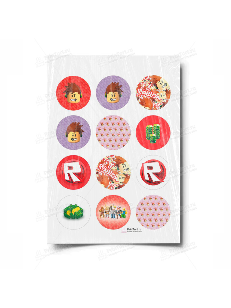 Сахарная и вафельная Картинка для капкейков»Roblox (Роблокс)» — PT100829 | Пищевая печать на торте, сахарной, вафельной бумаге -> PrinTort.ru