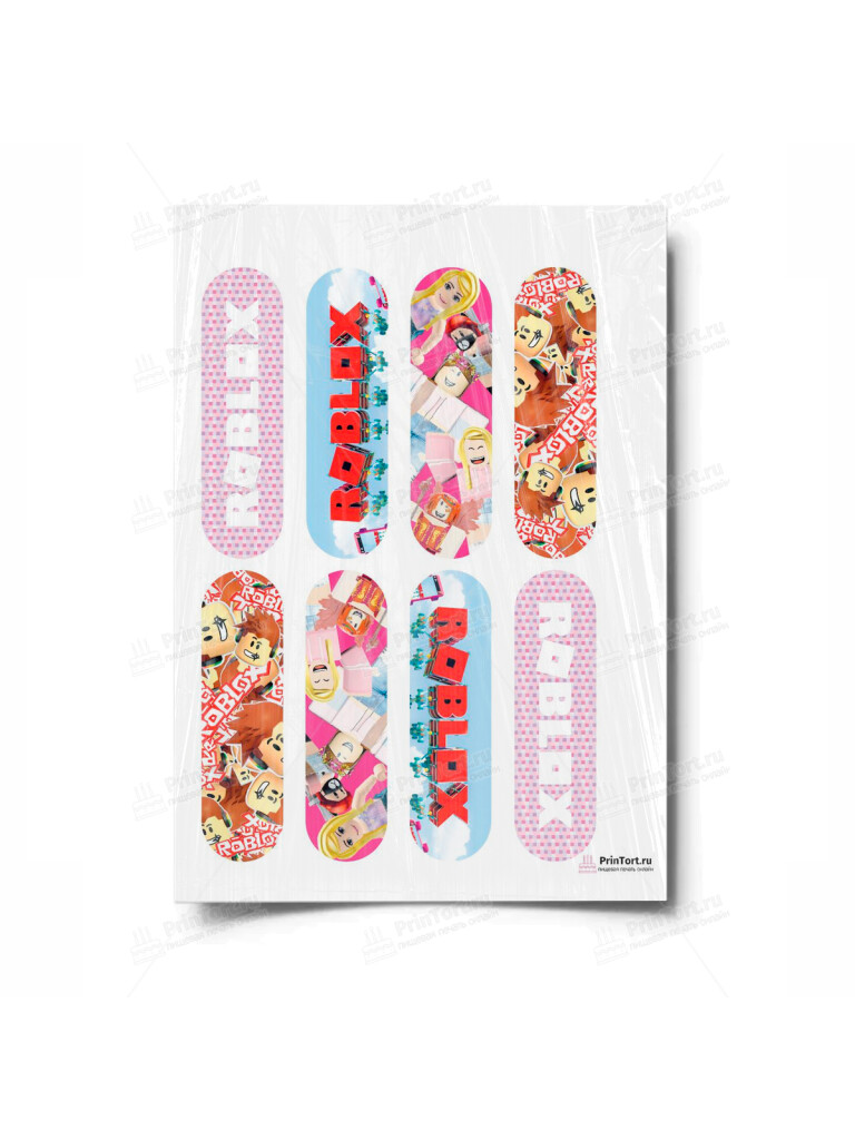 Сахарная и вафельная Картинка для эклеров»Roblox (Роблокс)» — PT100835 | Пищевая печать на торте, сахарной, вафельной бумаге -> PrinTort.ru