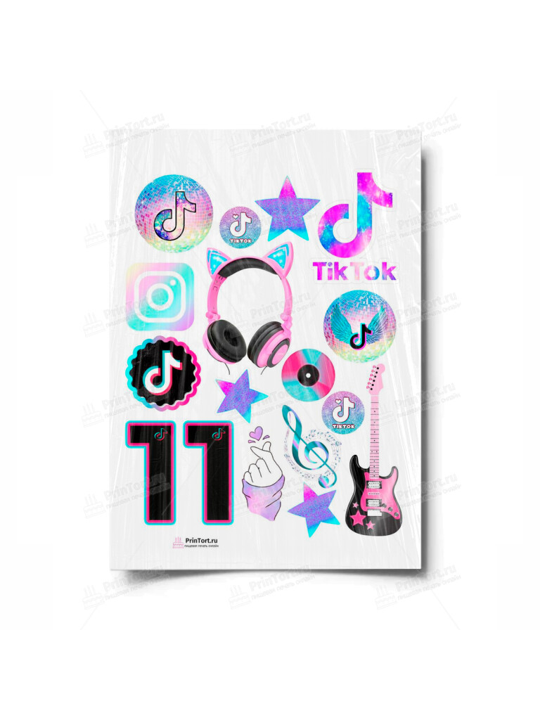 Сахарная и вафельная Картинка для торта «Тик Ток» — PT100873 | Пищевая печать на торте, сахарной, вафельной бумаге -> PrinTort.ru